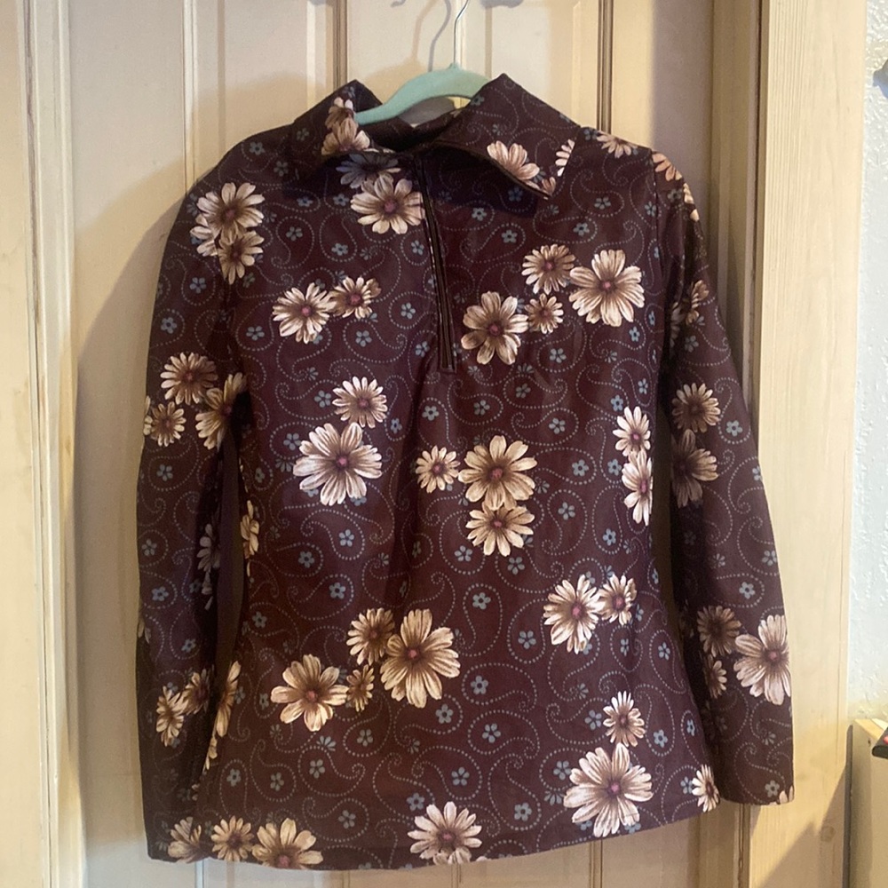 Brown Floral Quarter Zip